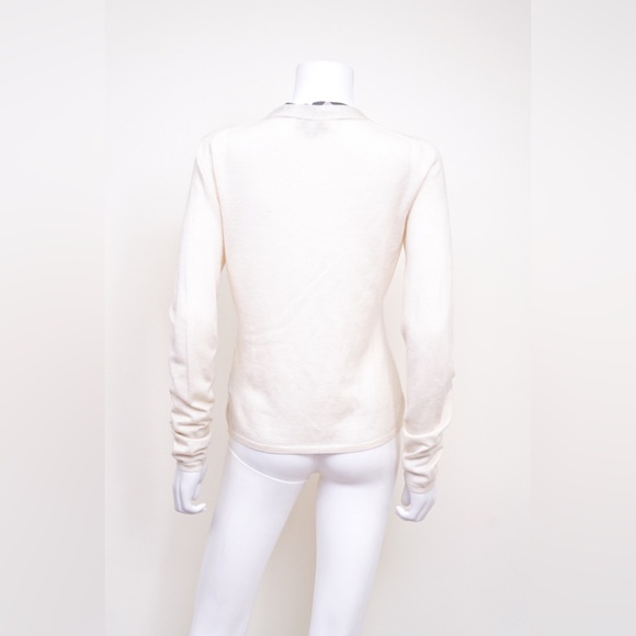 Burberry Cardigan Sweater Women's Size M Long Sleeve V-Neck White - Picture 4 of 5